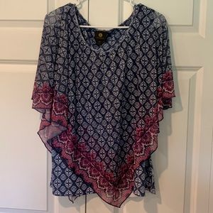 Blue and pink layered top